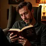 Man reading book that positively impacted him
