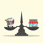 Illustration of online shopping taxation debate
