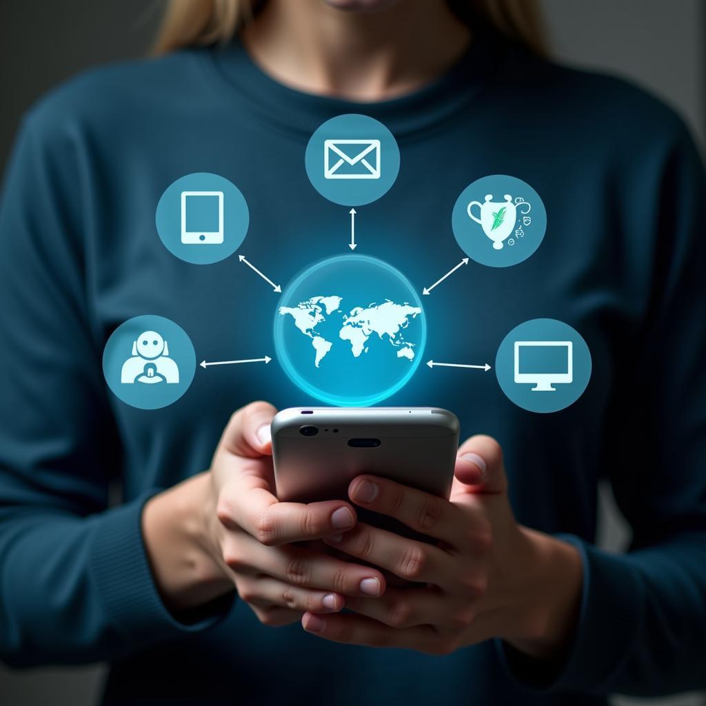 Person using various smartphone apps in daily life