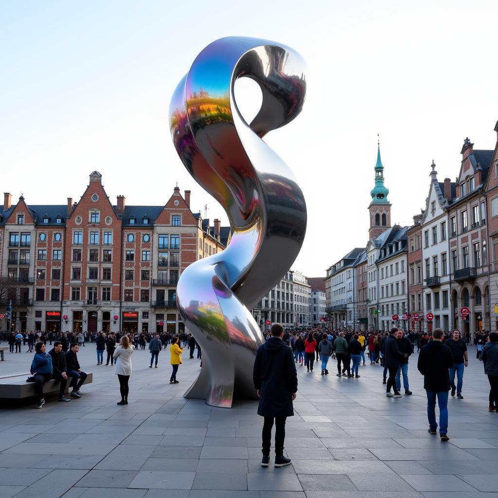 Public art installation in city square
