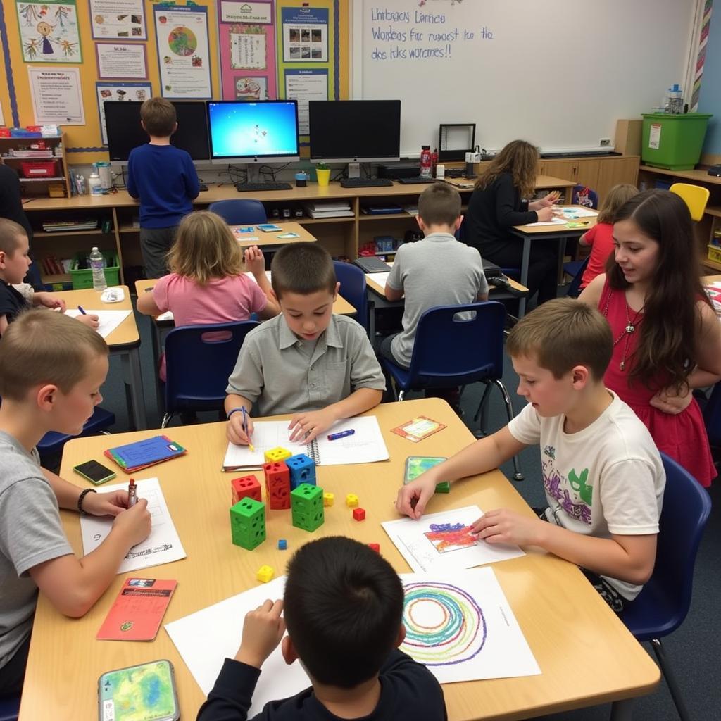 Students engaged in various creative learning activities