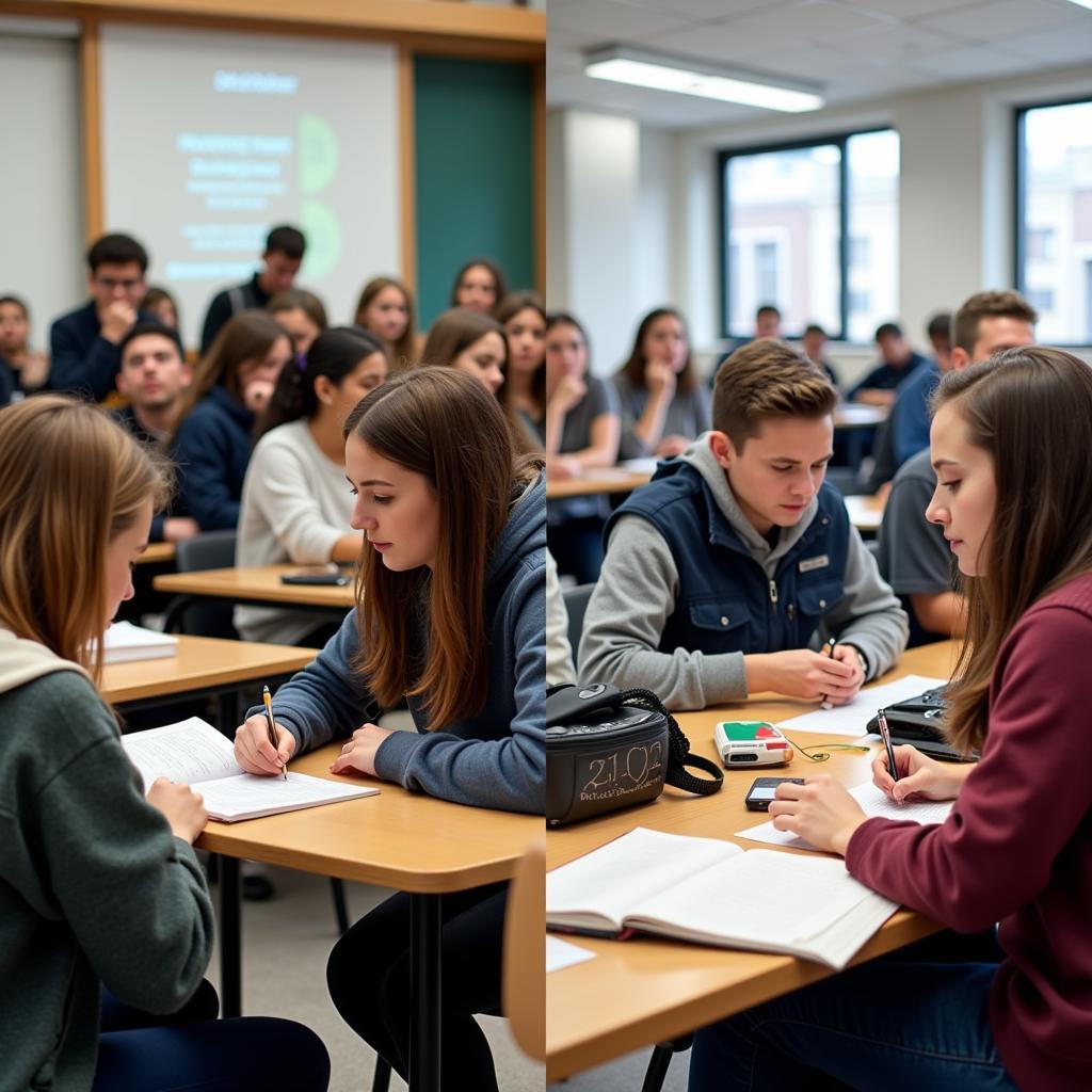 Students engaged in both academic and practical learning activities