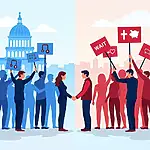 Illustration of universal basic healthcare debate