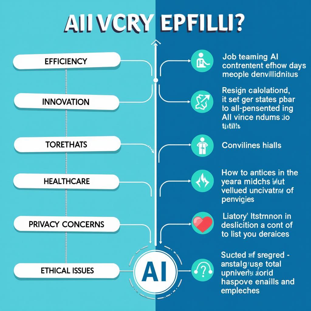 Visual representation of AI benefits and challenges in modern society