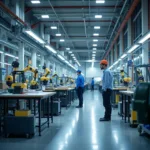 The impact of automation on employment in developing nations shown in modern factory setting