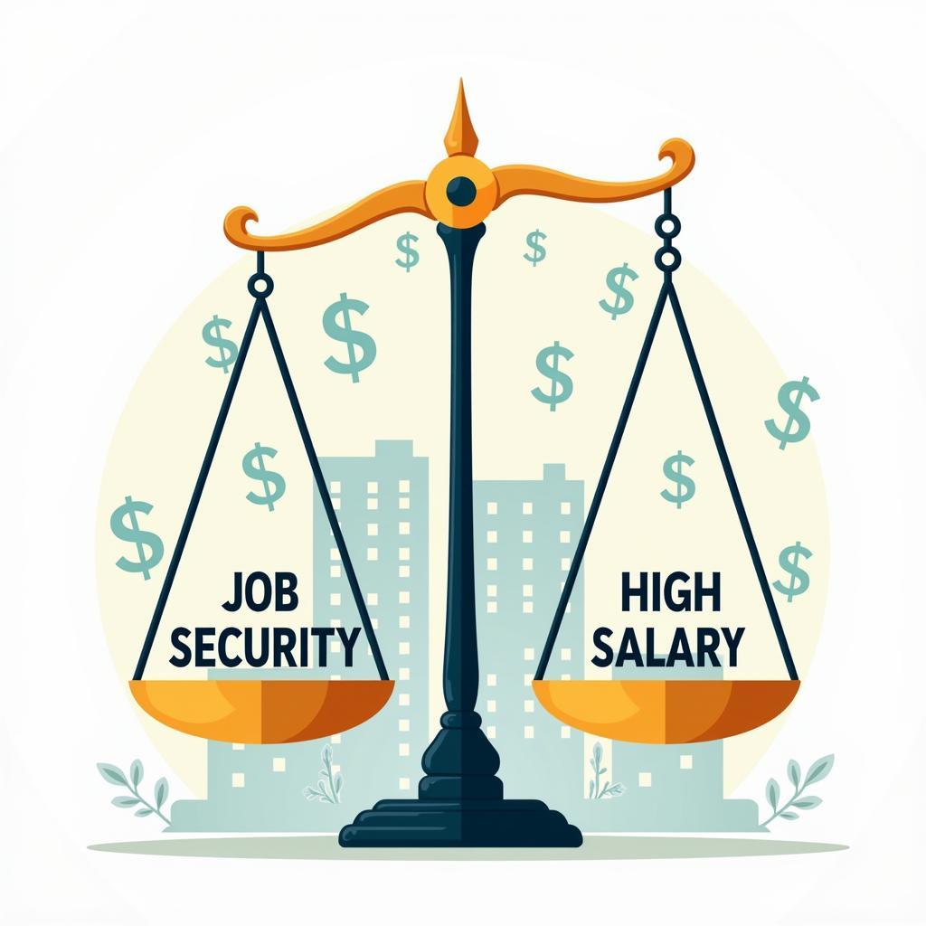 Balancing job security and salary on a scale