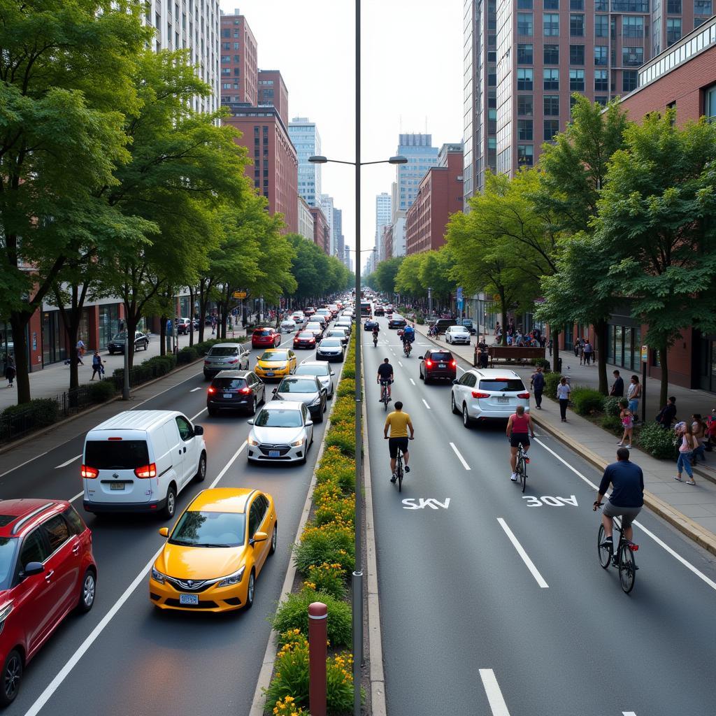 Comparison of bicycle and car usage in modern urban settings