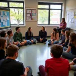 Students participating in anti-bullying awareness session in classroom