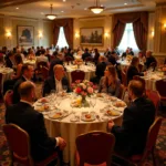 Successful charity fundraising dinner with elegant setup