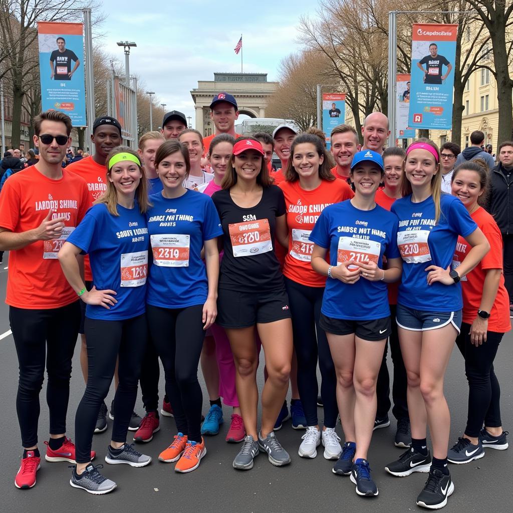 Organizing committee celebrating successful charity marathon