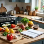 IELTS candidate preparing ingredients for cooking demonstration