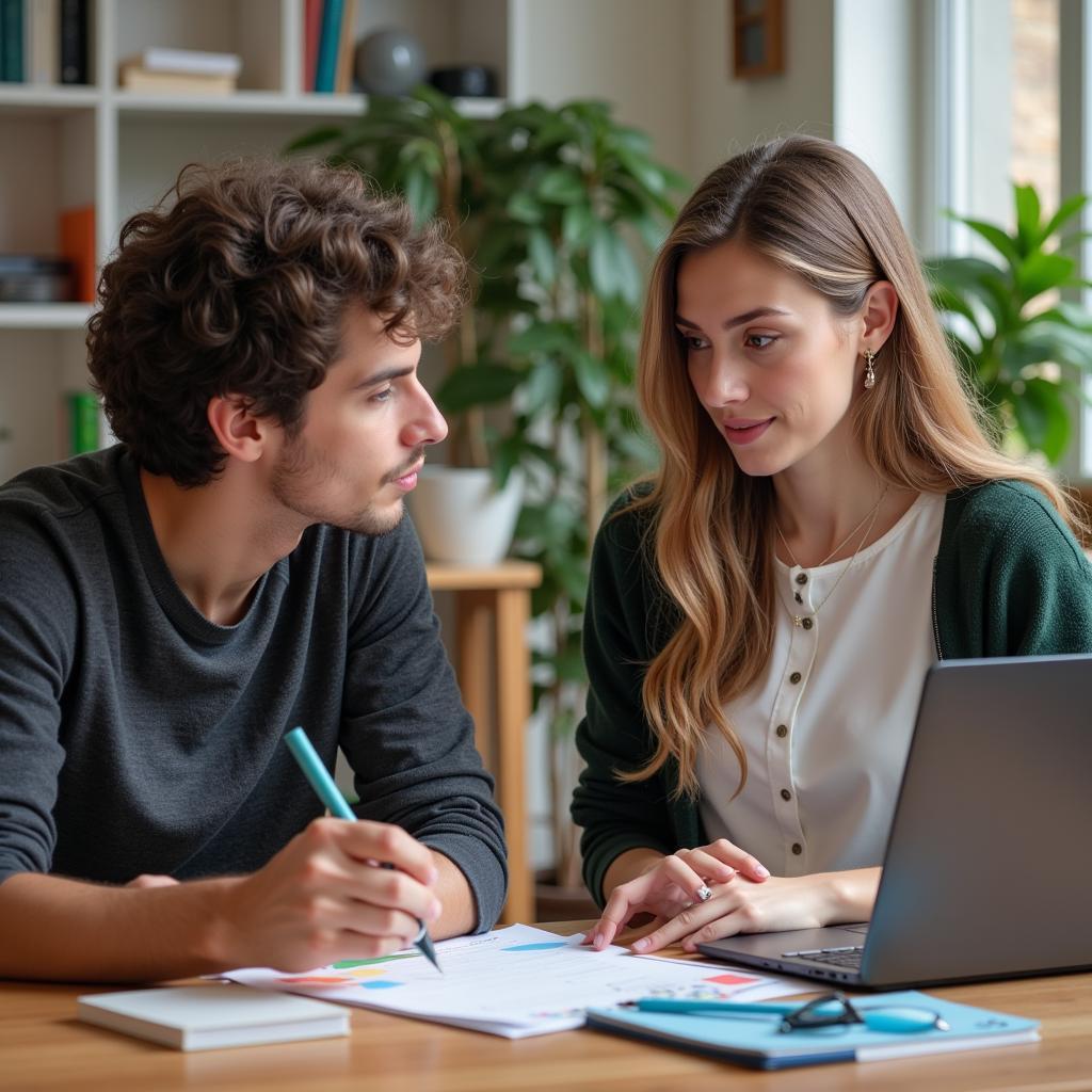 IELTS examiner and candidate discussing creativity in modern context