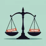 Crime prevention and punishment concept showing scales of justice