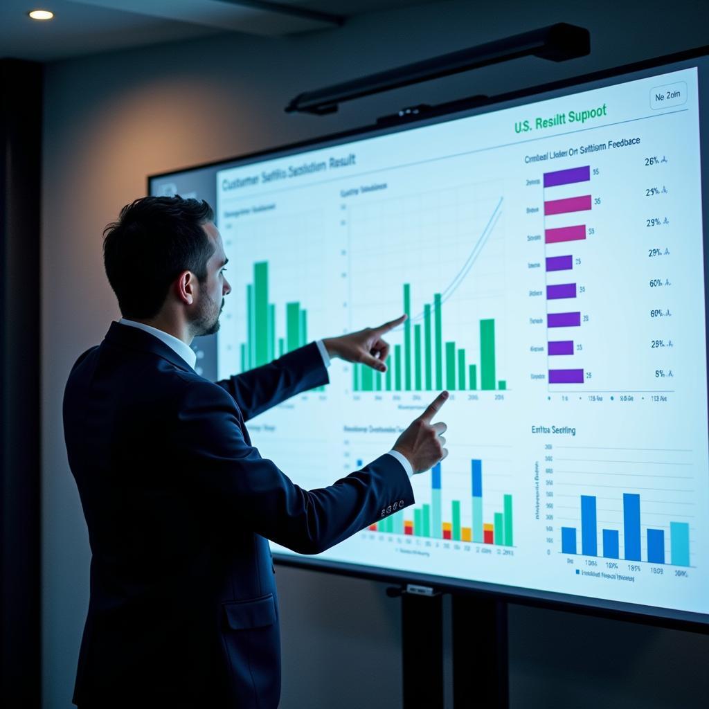 Businessman analyzing customer satisfaction survey results