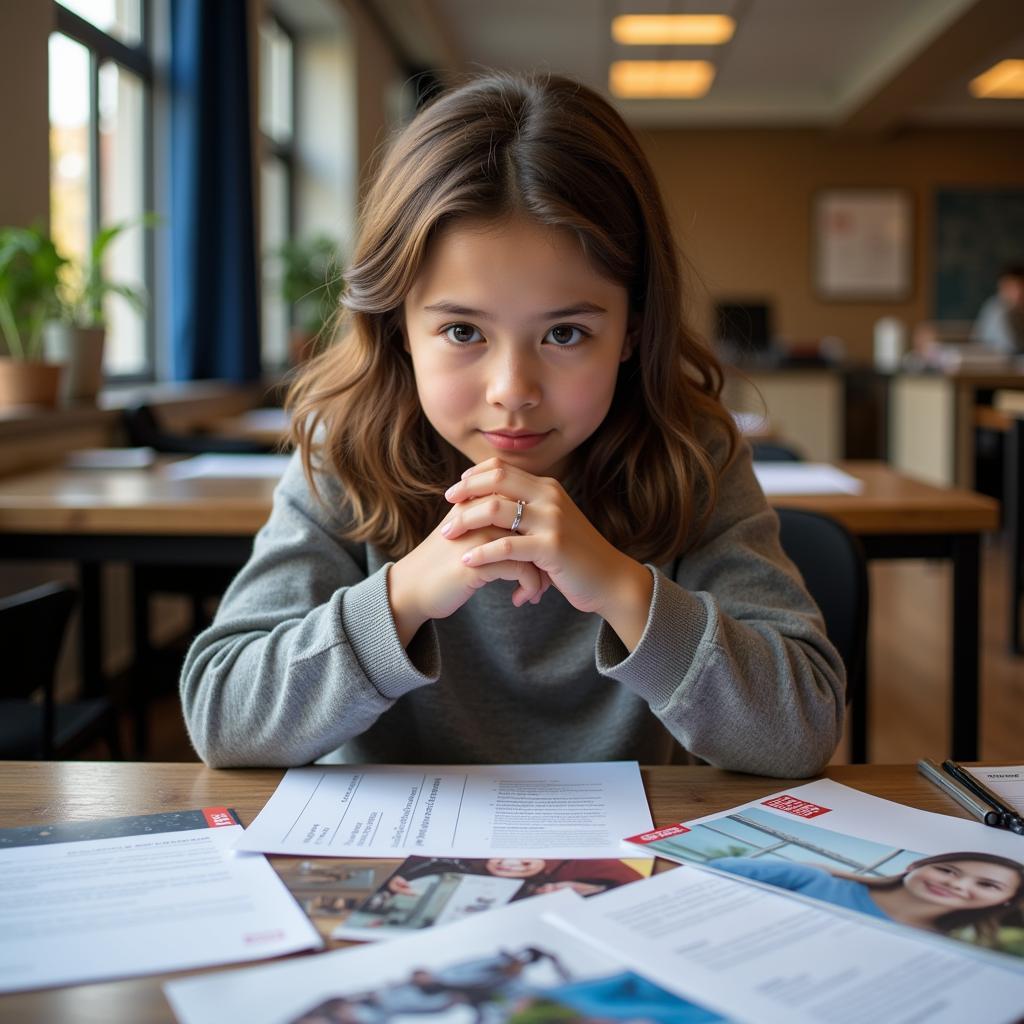 Student contemplating educational and career choices