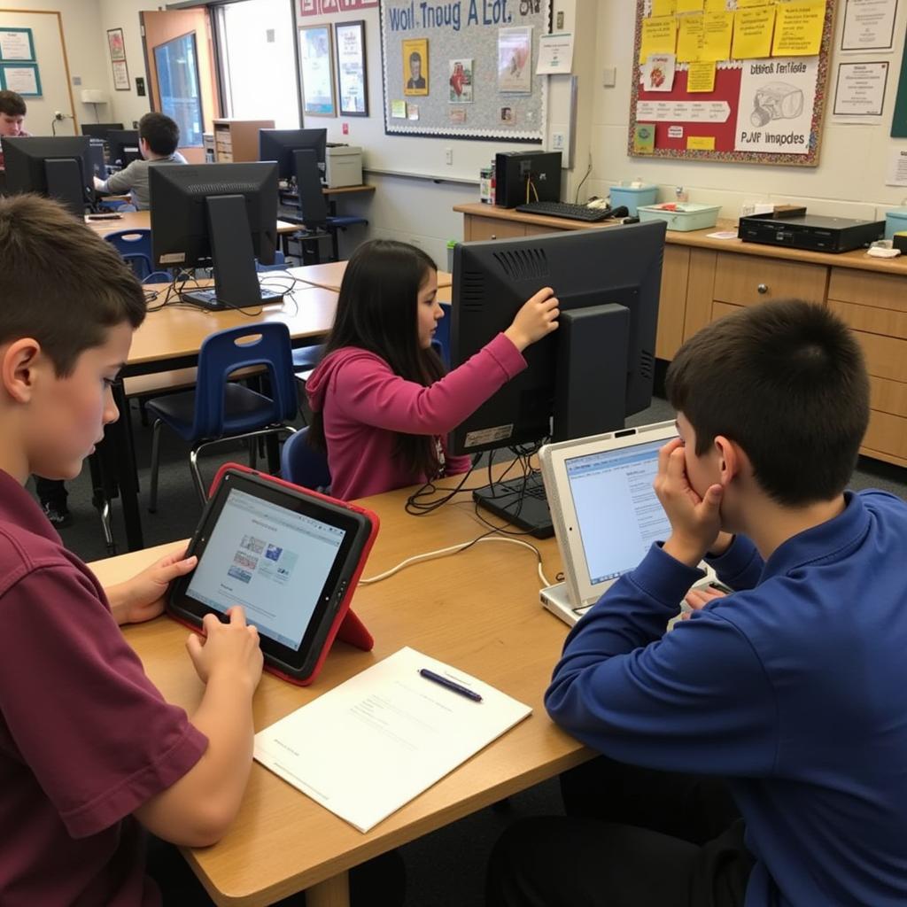 Students using digital tools to explore historical archives