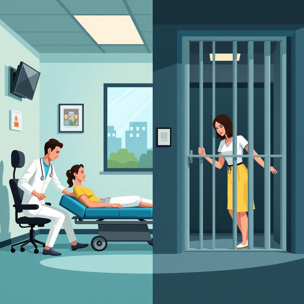 Comparison between drug rehabilitation center and prison conditions