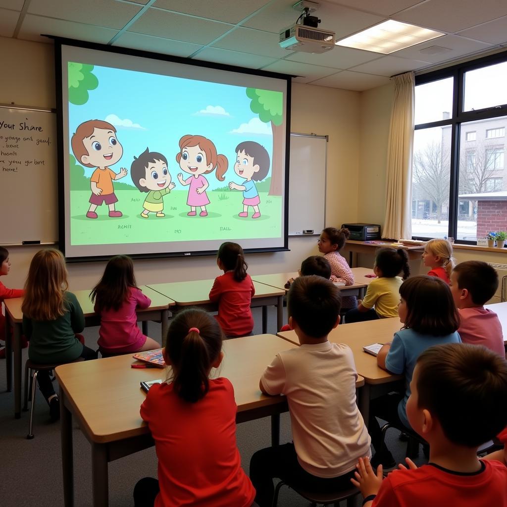 Educational cartoons teaching moral values to young children