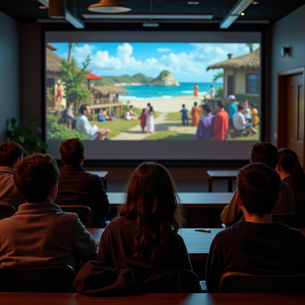 Educational films being used in a modern classroom setting for global citizenship education