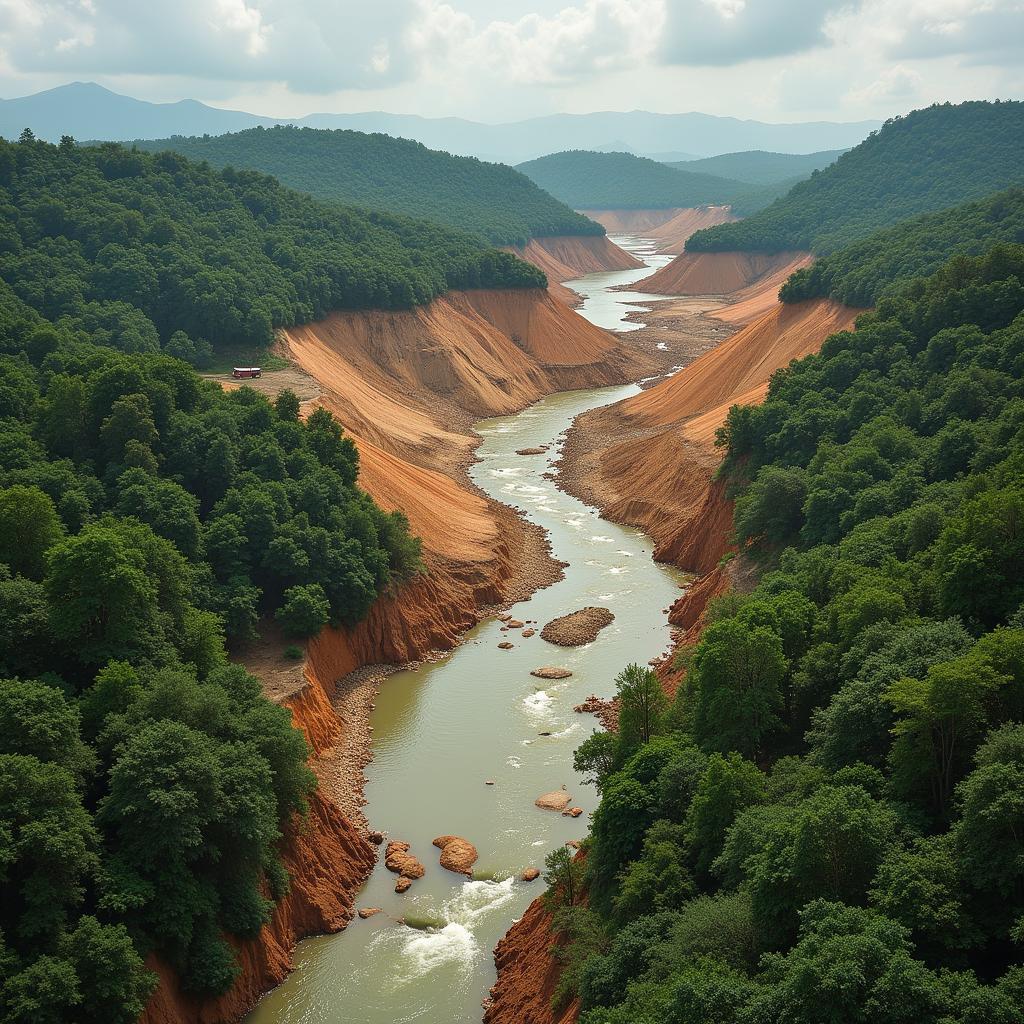 Environmental degradation caused by excessive natural resource exploitation