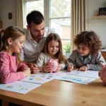 Family practicing long-term financial planning through savings