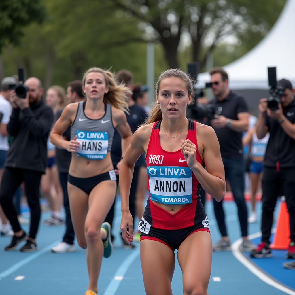 Professional female athletes competing in high-level sports with media presence