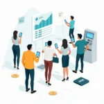 Financial inclusion and economic development concept illustration showing digital banking and financial access