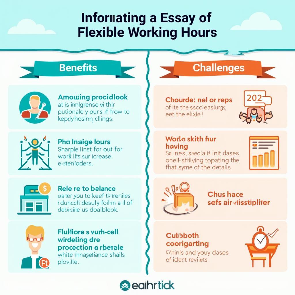 Infographic illustrating benefits and challenges of flexible working hours