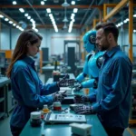Robots and humans working together in modern workplace