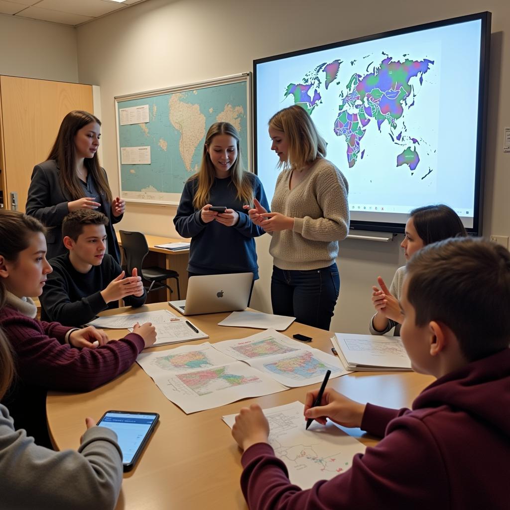 Students engaging in global citizenship education through interactive learning