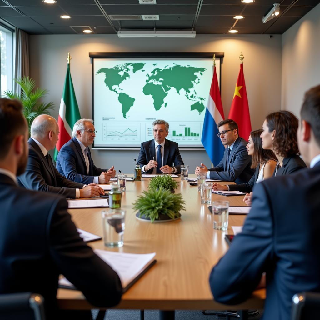 International leaders discussing environmental cooperation