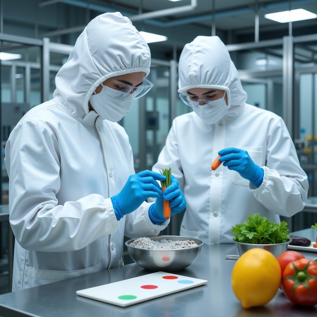 Food safety scientists testing GMO products