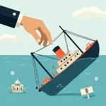 Government bailout concept showing financial rescue operation for failing businesses