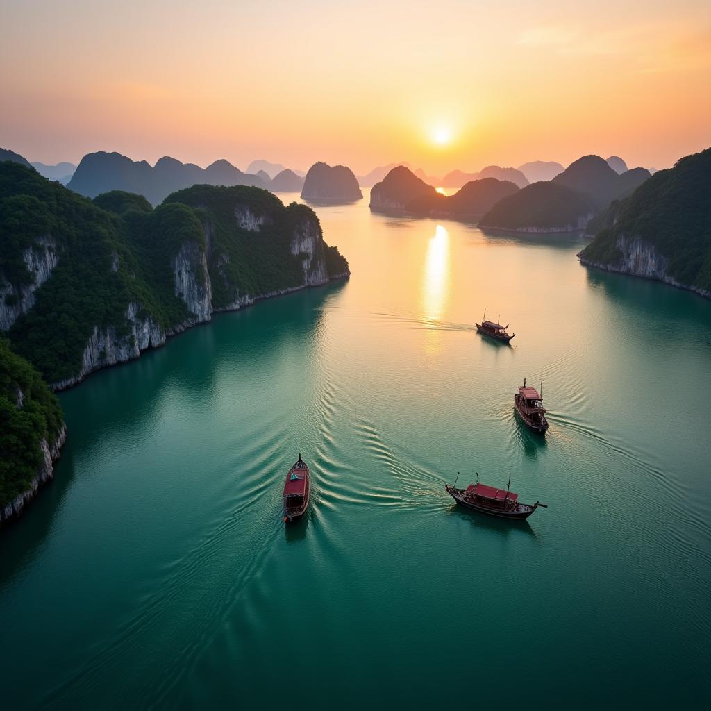 Stunning view of Ha Long Bay limestone formations