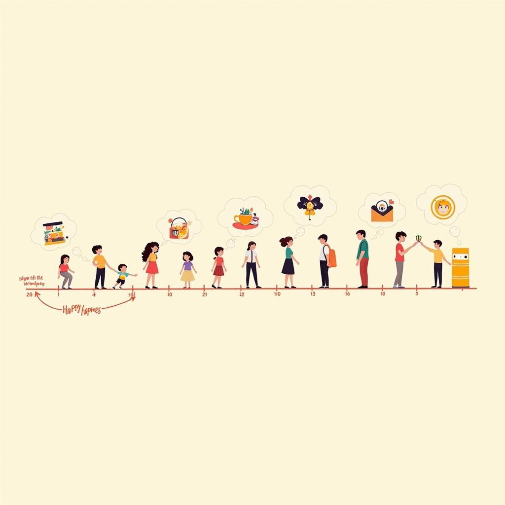 Illustration depicting happiness across different life stages