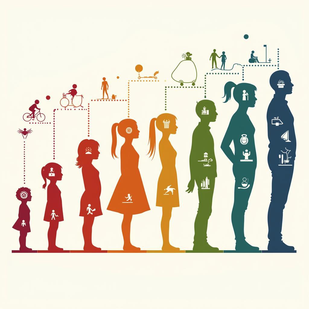 Illustration comparing happiness factors across different age groups