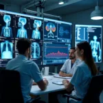 Healthcare professionals collaborating with AI systems for improved patient care