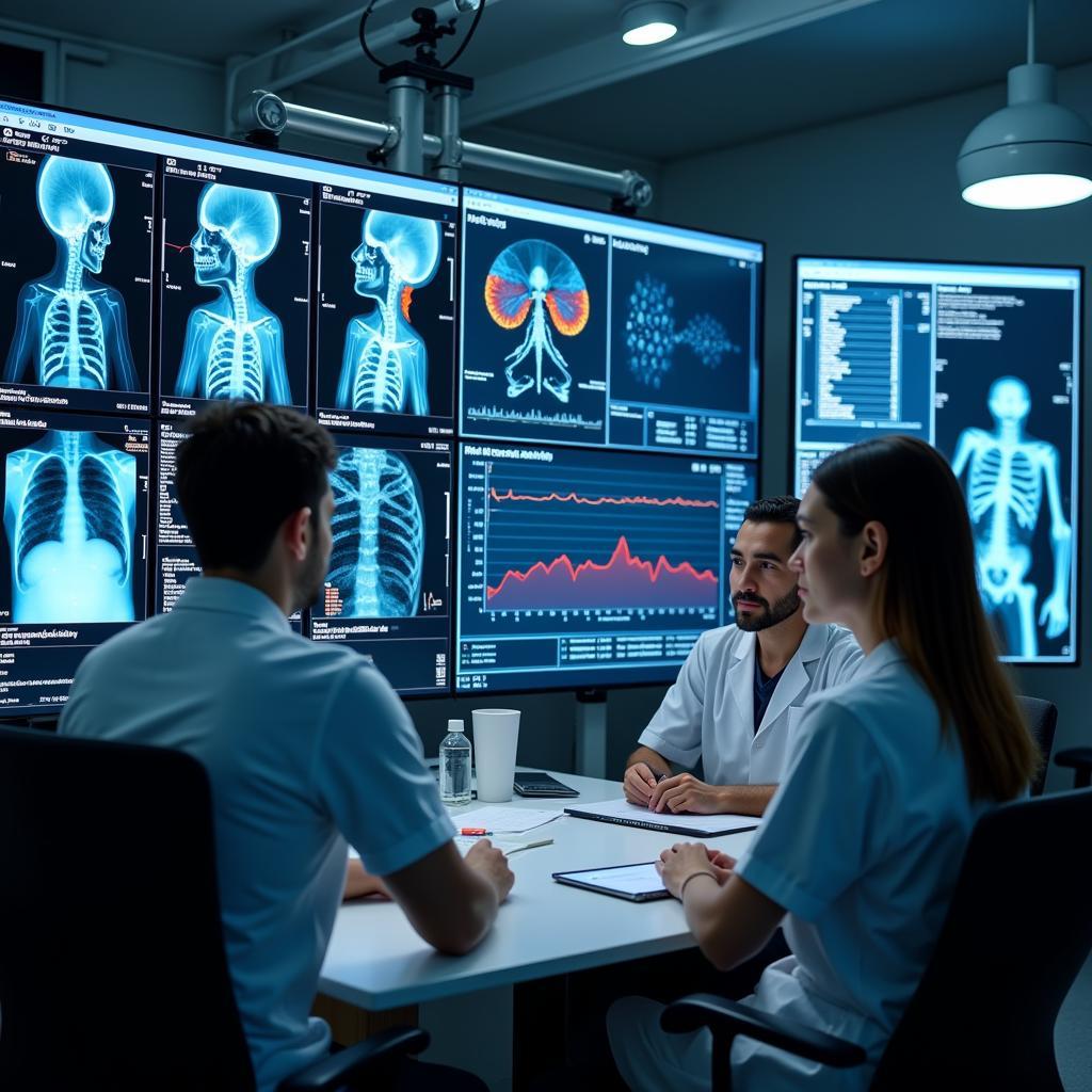 Healthcare professionals collaborating with AI systems for improved patient care