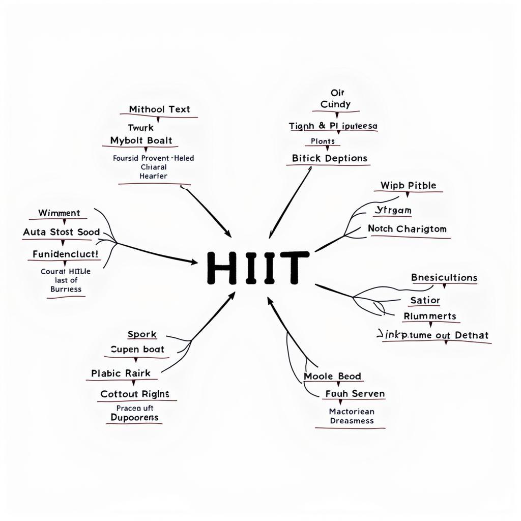 Mind map showing HIIT-related vocabulary and concepts