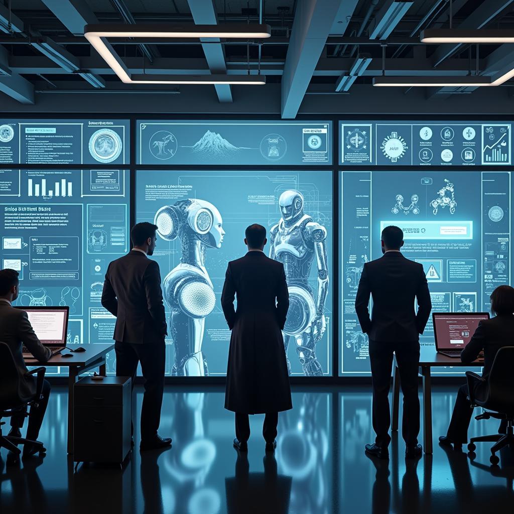 Human workers managing and programming advanced robotics
