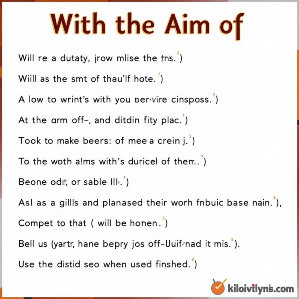 Using with the aim of in IELTS academic writing examples