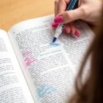 Student Using Highlighting Technique for IELTS Reading
