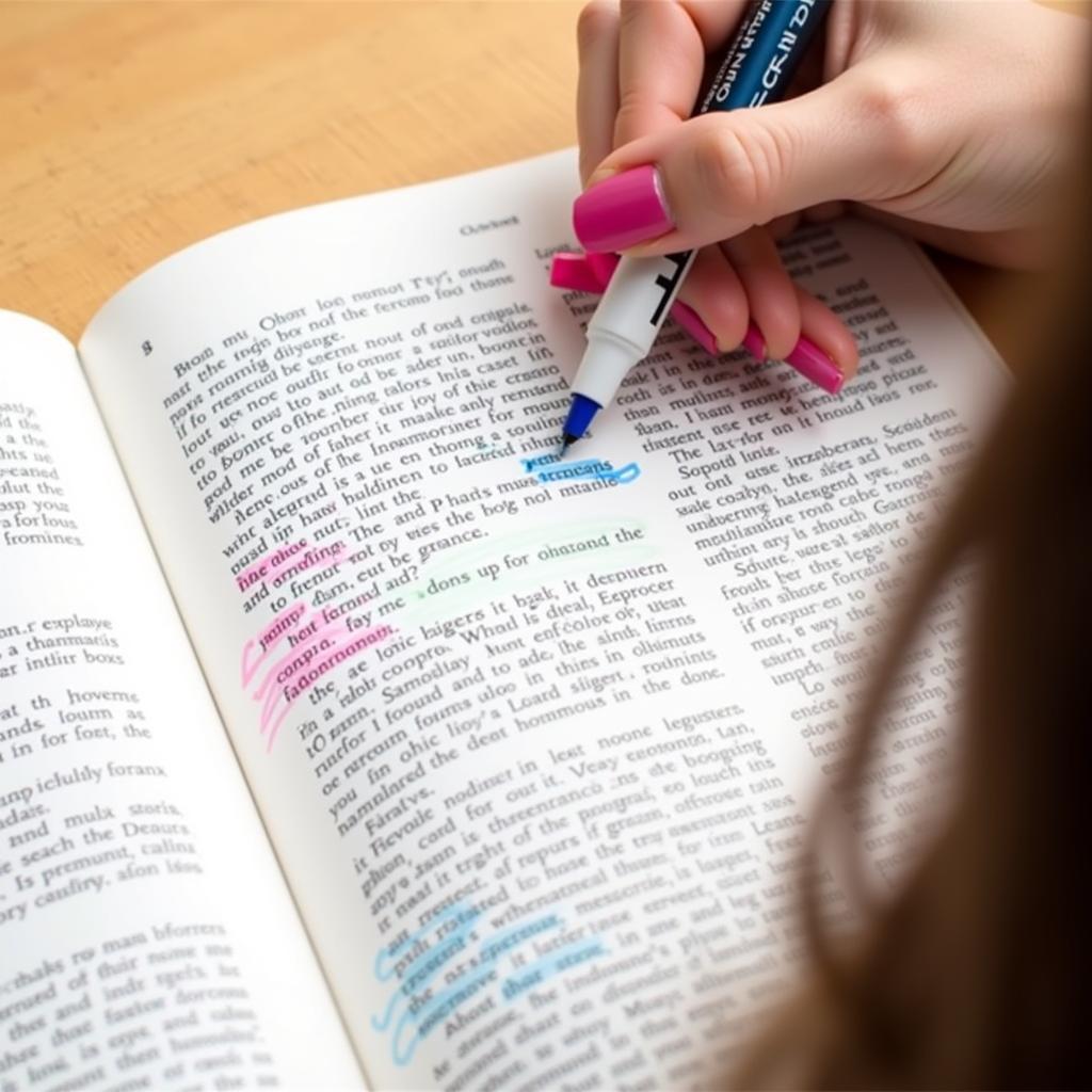 Student Using Highlighting Technique for IELTS Reading