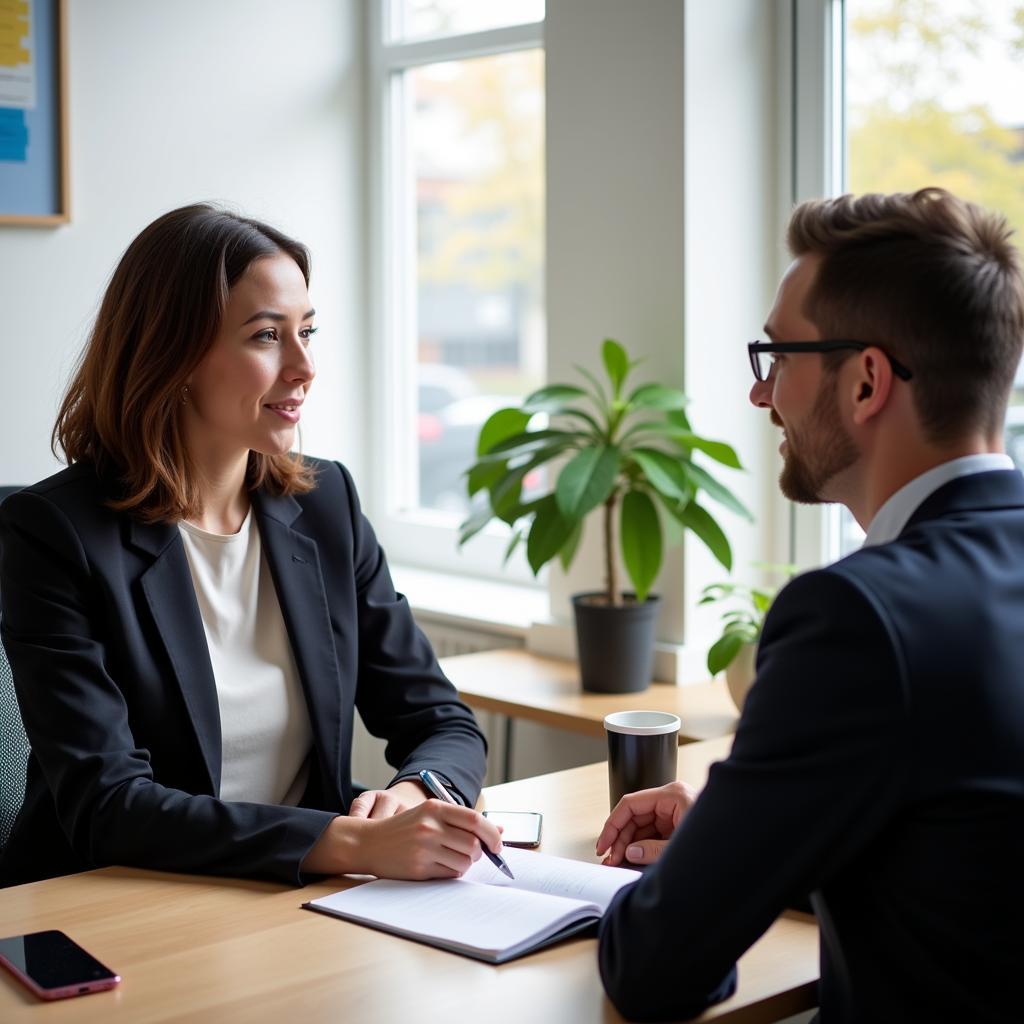 IELTS Speaking Test examiner and candidate having conversation