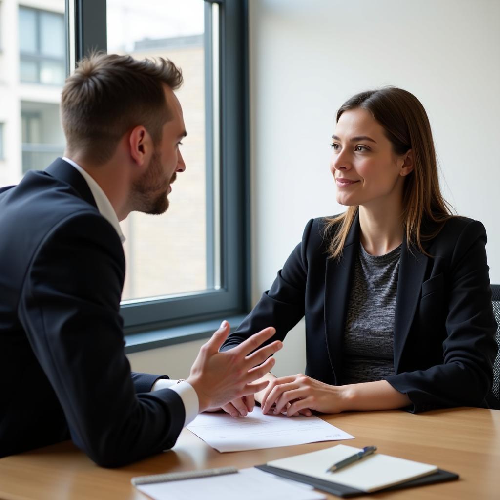 IELTS examiner asking follow-up questions to candidate during speaking test