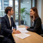 IELTS examiner and candidate discussing personal goals