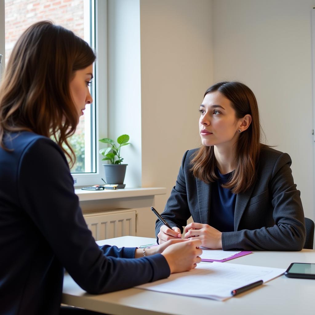 IELTS candidate practicing speaking with tutor
