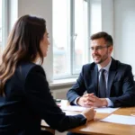 IELTS Speaking examiner conducting interview with candidate