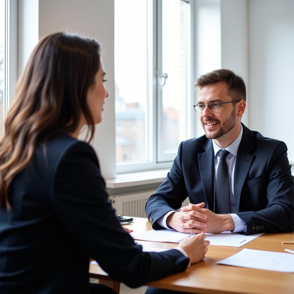 IELTS Speaking examiner conducting interview with candidate