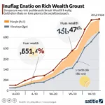 Growing income disparity between social classes illustrated through graph